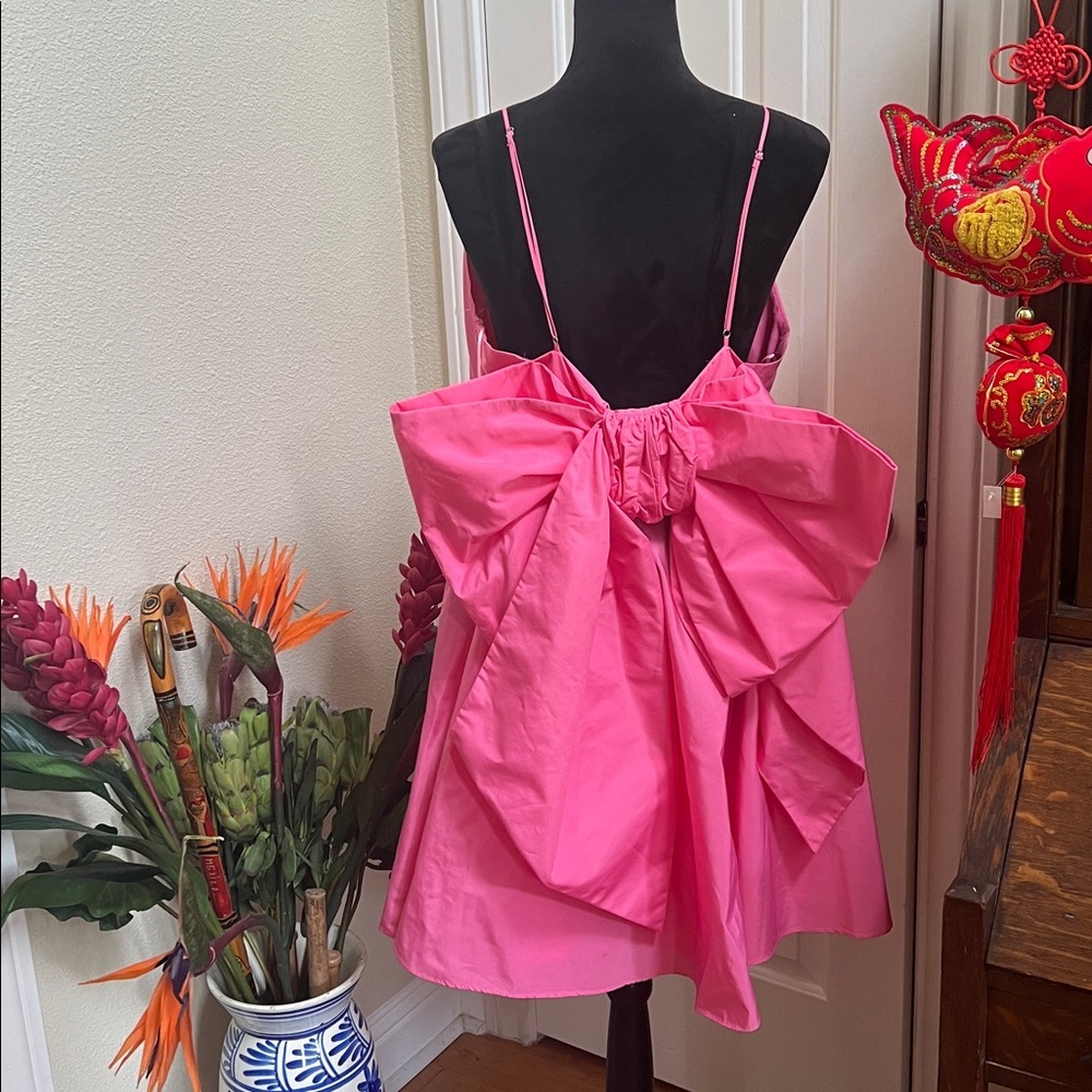 Zara NWT voluminous pink bow back dress xxl - Picture 3 of 10
